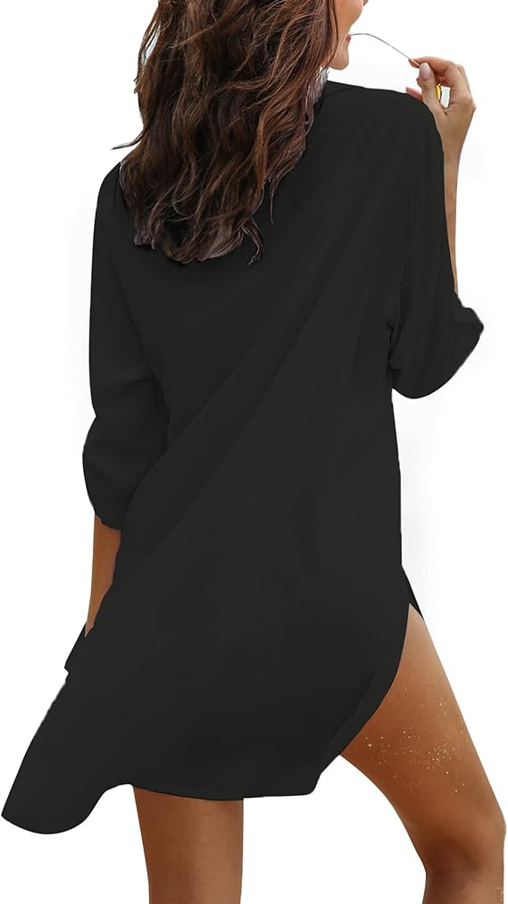 Damen Strandkleid Bikini Cover Up Strandponcho Sommer Bademode Strand Vertuschen Shirt