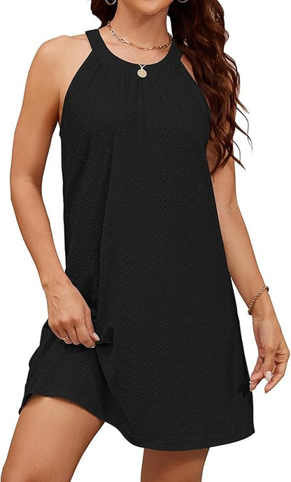 Strandkleid Damen Sommerkleid Leicht Bikini Cover Up Strandponcho Bademode Kleider Casual Trägerkleid