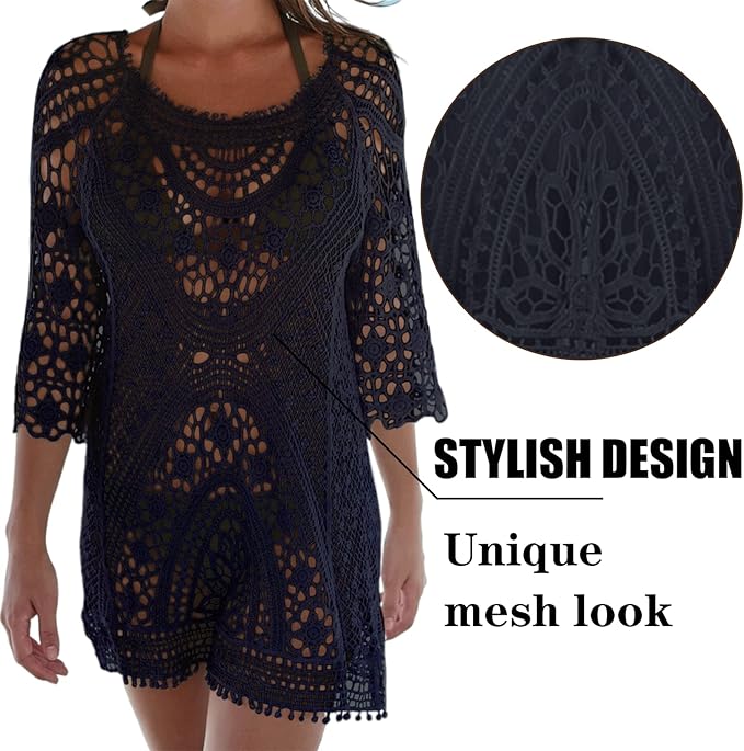 Damen Gestrickte Strandkleid Bikini Cover Up Sommer Strand Vertuschen Bikinibluse